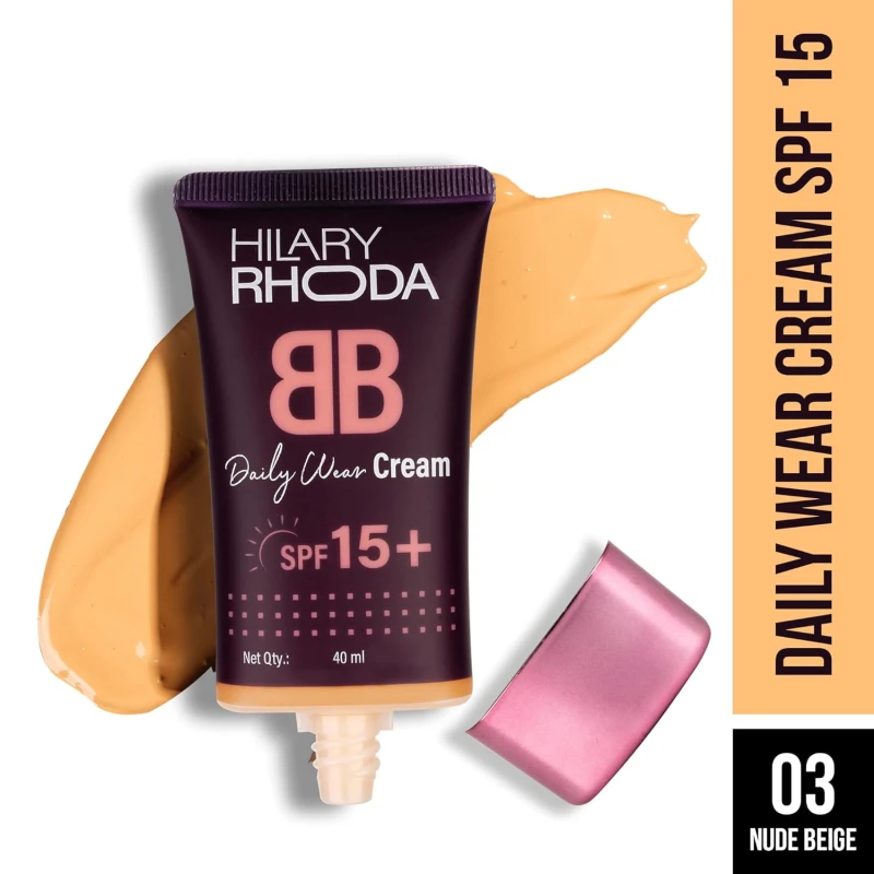 Hilary Rhoda BB Cream with SPF 15 | Infused with Wheat Germ Oil & Jojoba Seed Oil | Weightless Formula | Hides Blemishes, Dark Spots & Pigmentation - 40ml (Nude Beige - Shade 3) thumbnail 2
